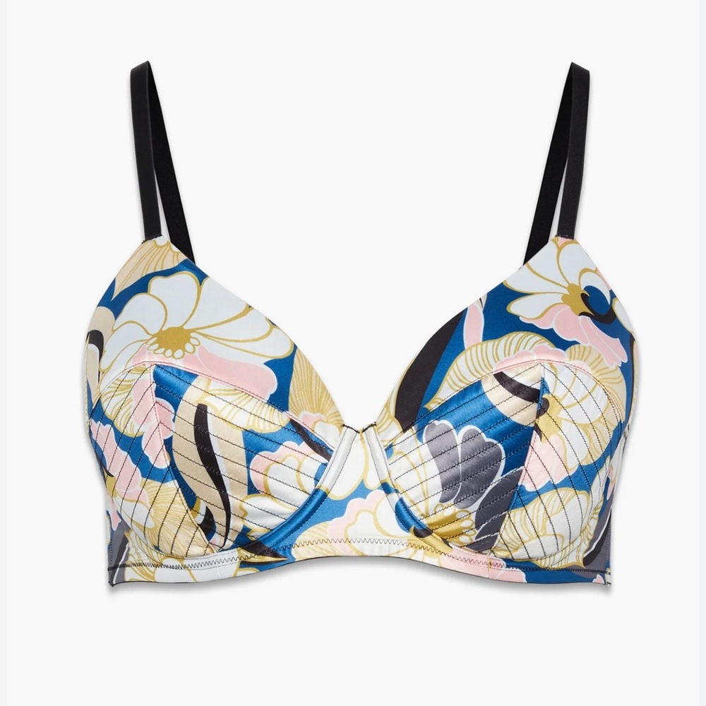 NWT Savage X Fenty C Sexties Bullet Bra 46DDD Blue Floral Petal Trippin Rihanna